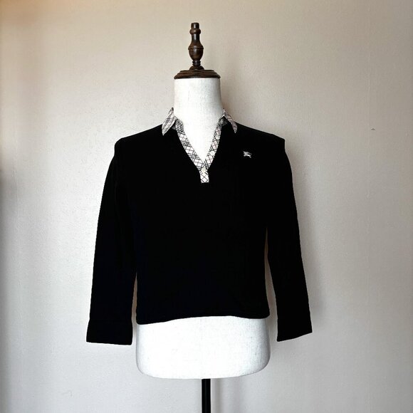 Burberry London Girls' Plaid Collar Long Sleeve Polo Shirt - Size 160A - Picture 1 of 13